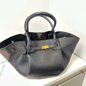 DeMellier Black Pebbled Leather Tote with Gold Hardware